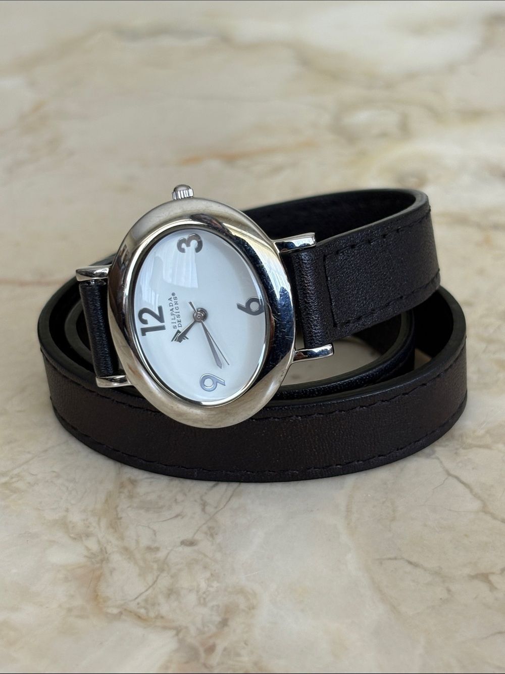 Silpada Double Wrap Leather Watch Leather Strap Stainless Steel Japan Movement - Picture 2 of 10